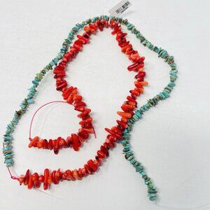 Shop LC Gem Workshop Coral & Turquoise Bead Strands Set of 2 12 in Long 5136